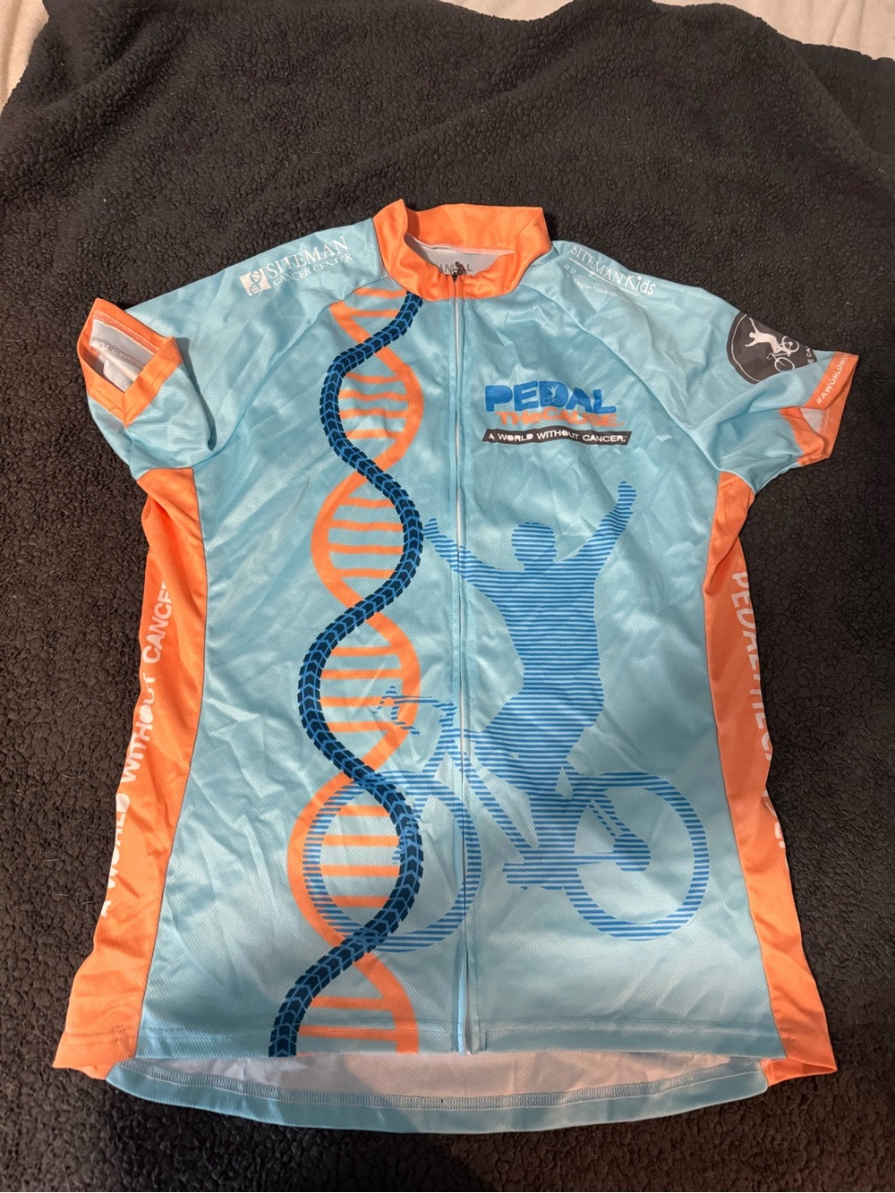 Pedal For A Cure Light Blue & Orange Cycling Jersey